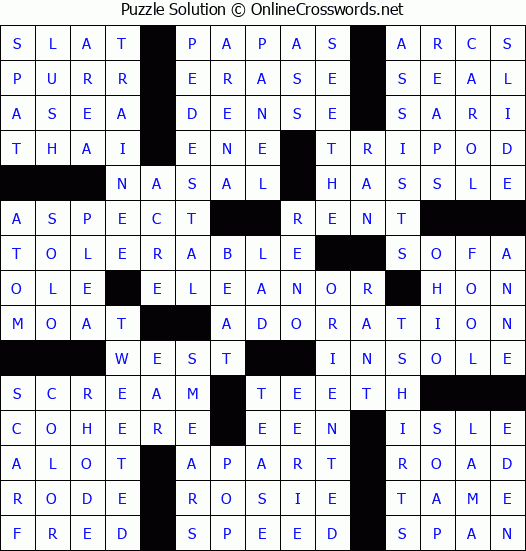 Solution for Crossword Puzzle #64773