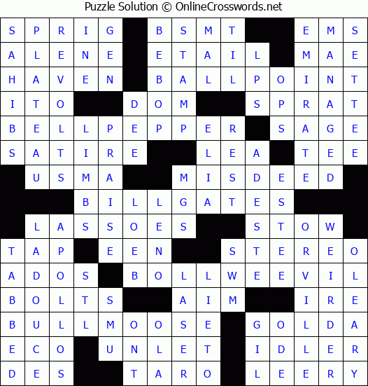 Solution for Crossword Puzzle #6489