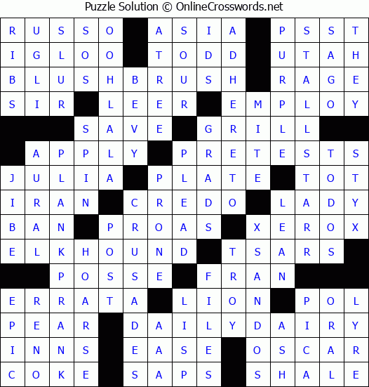 Solution for Crossword Puzzle #6492