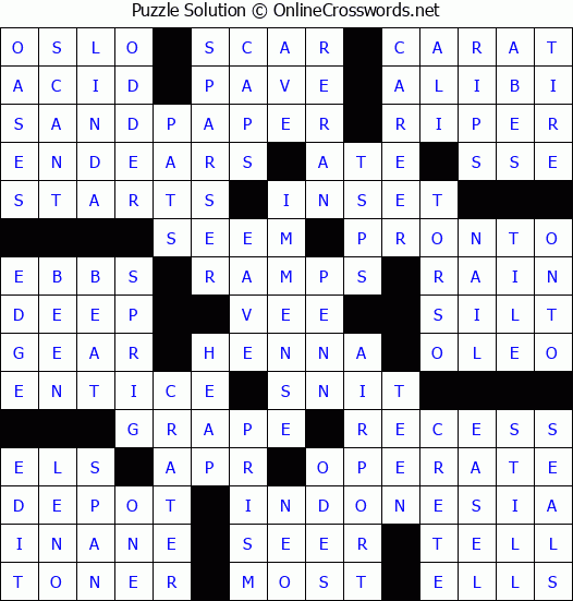 Solution for Crossword Puzzle #64927