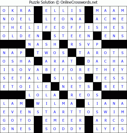 Solution for Crossword Puzzle #6495