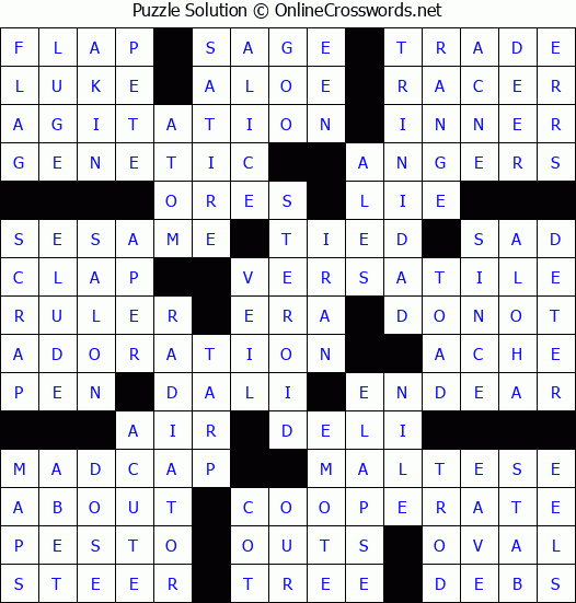 Solution for Crossword Puzzle #65020