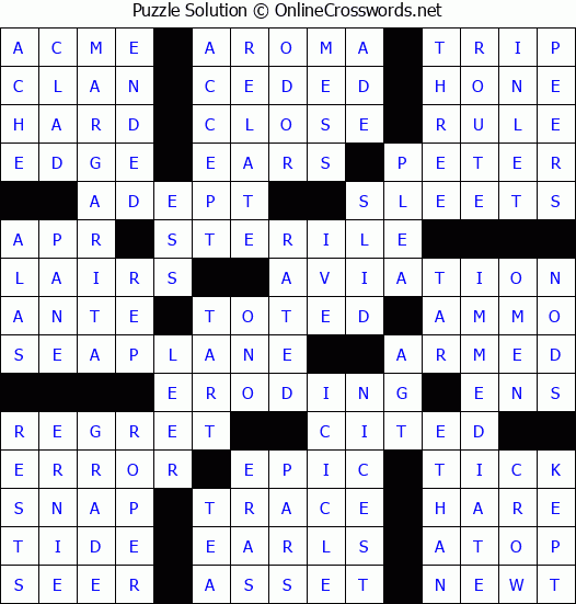 Solution for Crossword Puzzle #65035