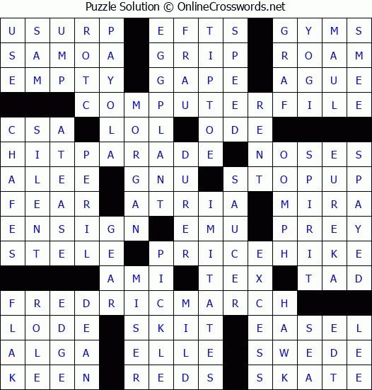 Solution for Crossword Puzzle #6512