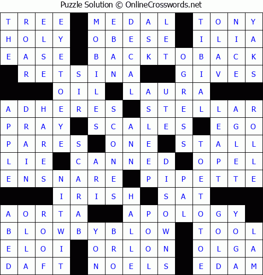 Solution for Crossword Puzzle #6519