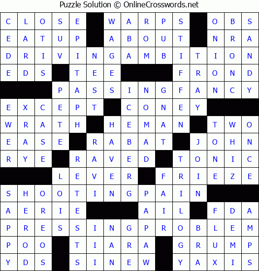 Solution for Crossword Puzzle #6522