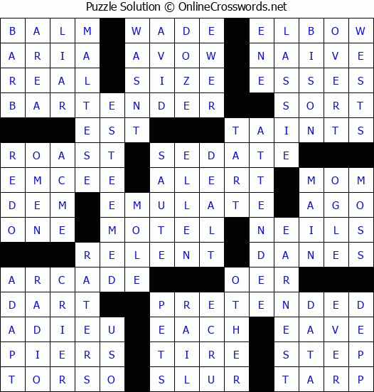 Solution for Crossword Puzzle #65321