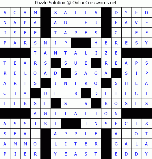 Solution for Crossword Puzzle #65369