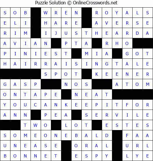 Solution for Crossword Puzzle #6537