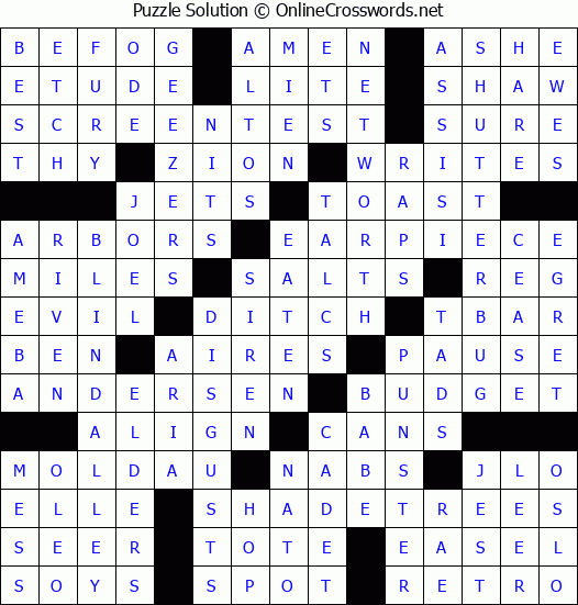 Solution for Crossword Puzzle #6541