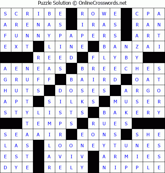 Solution for Crossword Puzzle #6544