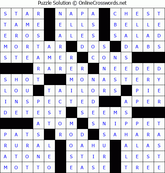 Solution for Crossword Puzzle #65569