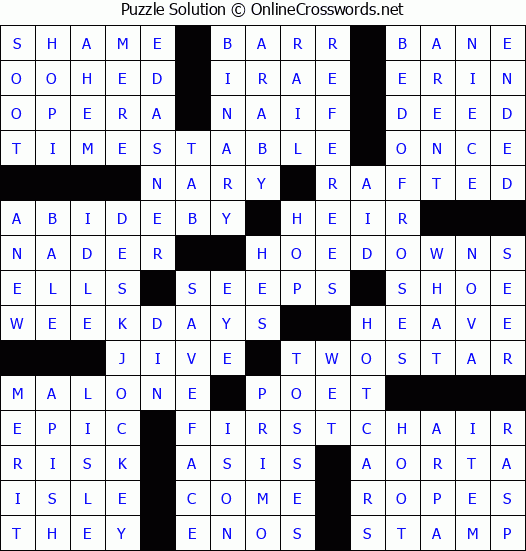 Solution for Crossword Puzzle #6557