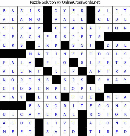 Solution for Crossword Puzzle #6565