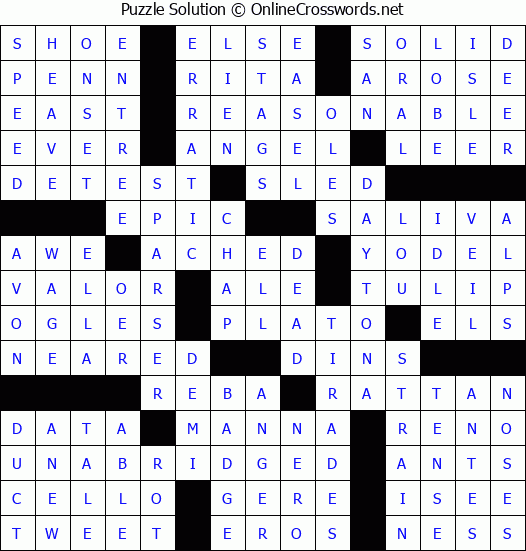 Solution for Crossword Puzzle #65726