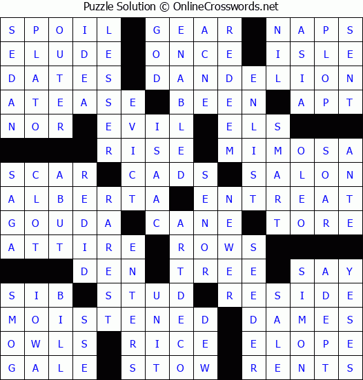 Solution for Crossword Puzzle #65781