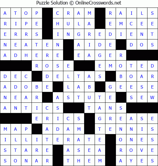 Solution for Crossword Puzzle #65802
