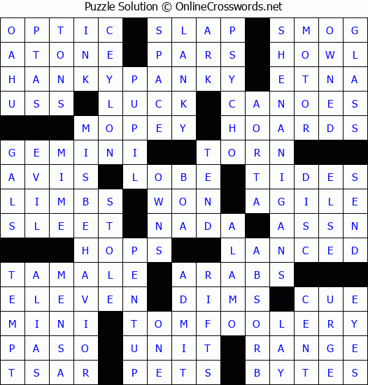 Solution for Crossword Puzzle #6592