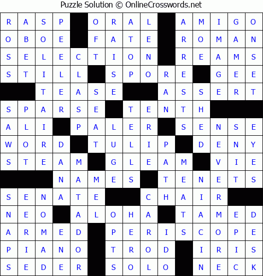 Solution for Crossword Puzzle #65944