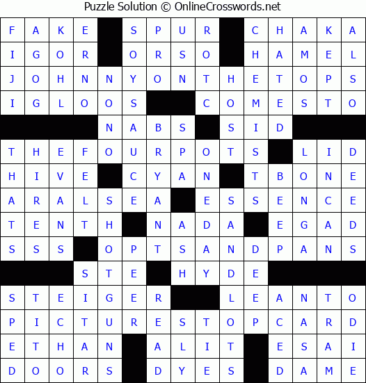 Solution for Crossword Puzzle #6600