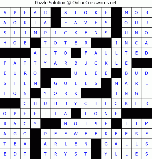 Solution for Crossword Puzzle #6609