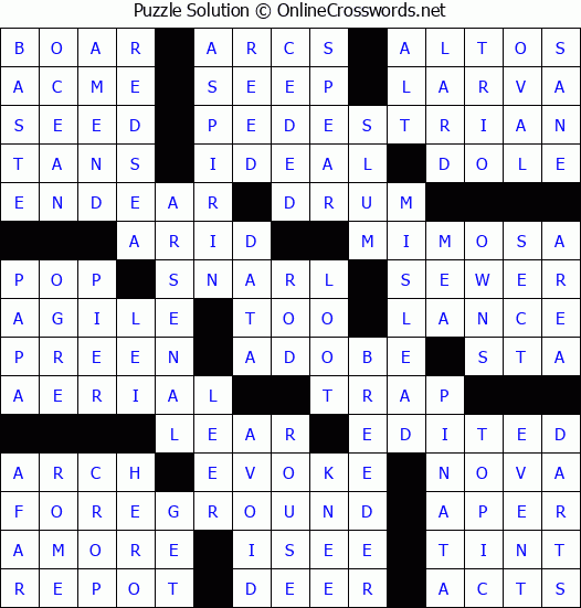Solution for Crossword Puzzle #66131