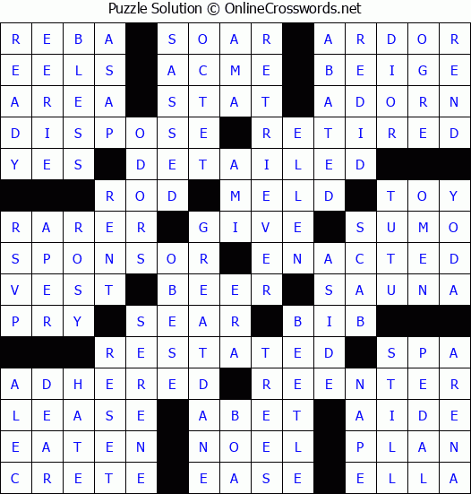 Solution for Crossword Puzzle #66157