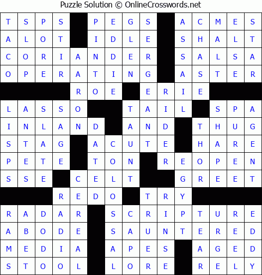 Solution for Crossword Puzzle #66251