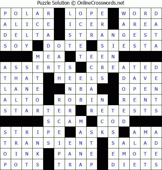 Solution for Crossword Puzzle #66299