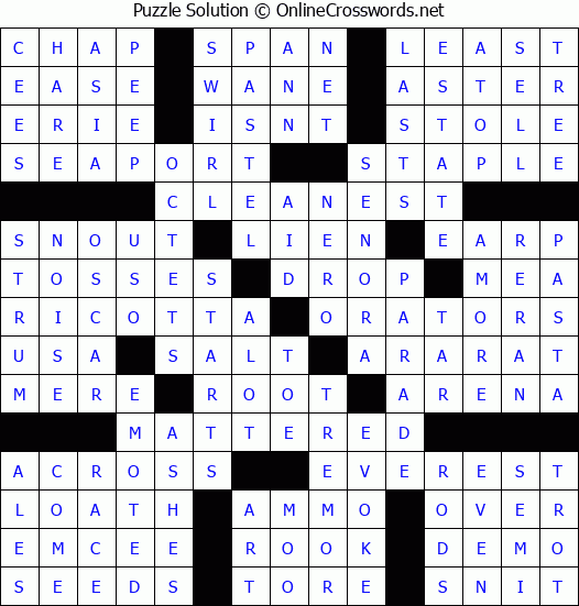 Solution for Crossword Puzzle #66402