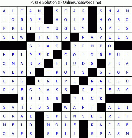 Solution for Crossword Puzzle #6652