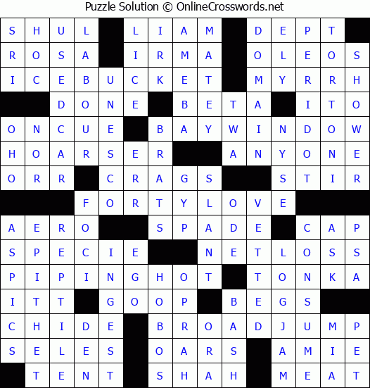 Solution for Crossword Puzzle #6658