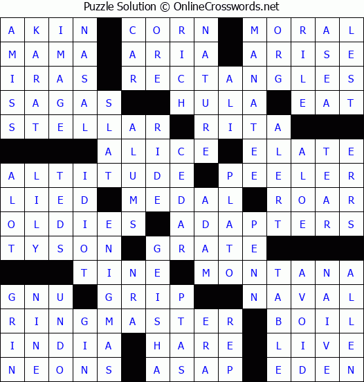 Solution for Crossword Puzzle #66731