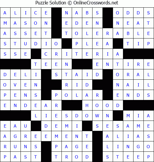 Solution for Crossword Puzzle #66792