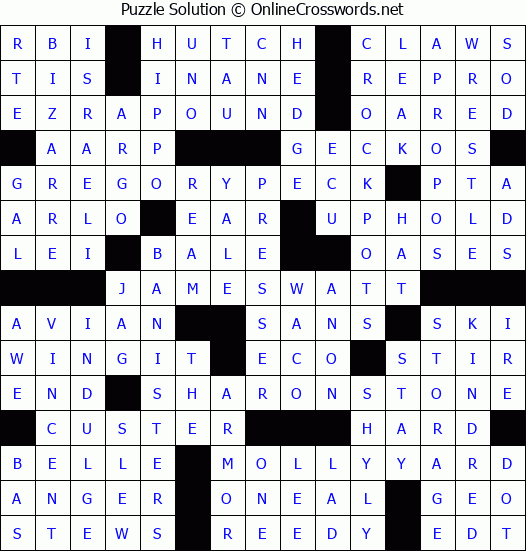 Solution for Crossword Puzzle #6684