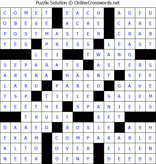 Solution for Crossword Puzzle #66887