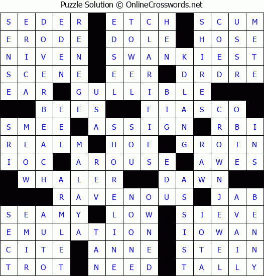 Solution for Crossword Puzzle #6700