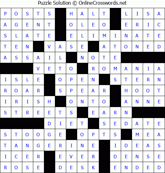 Solution for Crossword Puzzle #67020