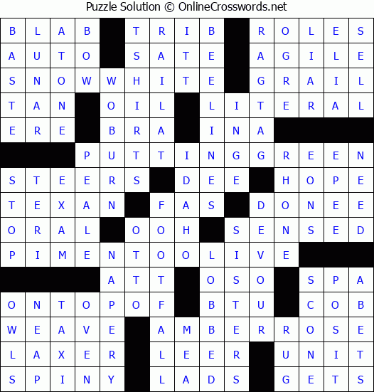 Solution for Crossword Puzzle #6705