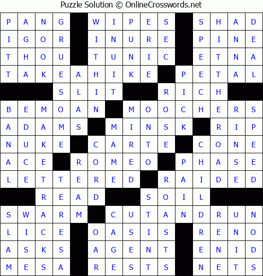 Solution for Crossword Puzzle #6707