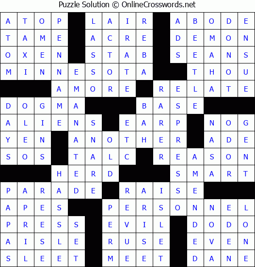 Solution for Crossword Puzzle #67101