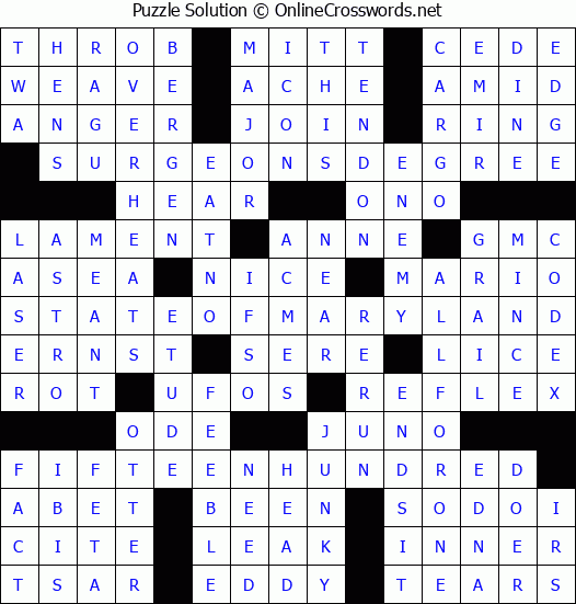 Solution for Crossword Puzzle #6718
