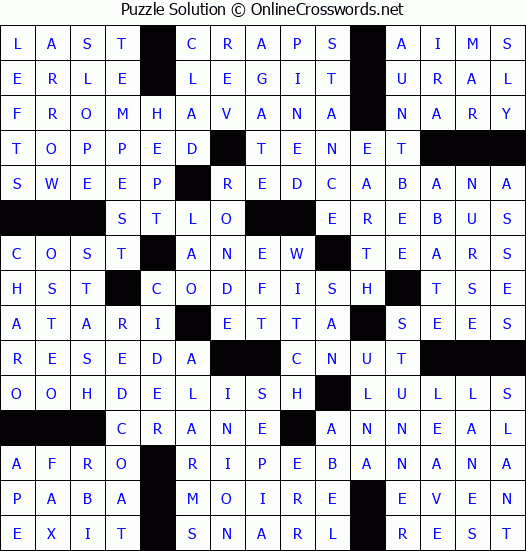 Solution for Crossword Puzzle #6719