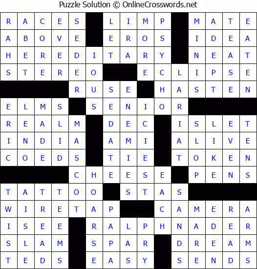Solution for Crossword Puzzle #67206
