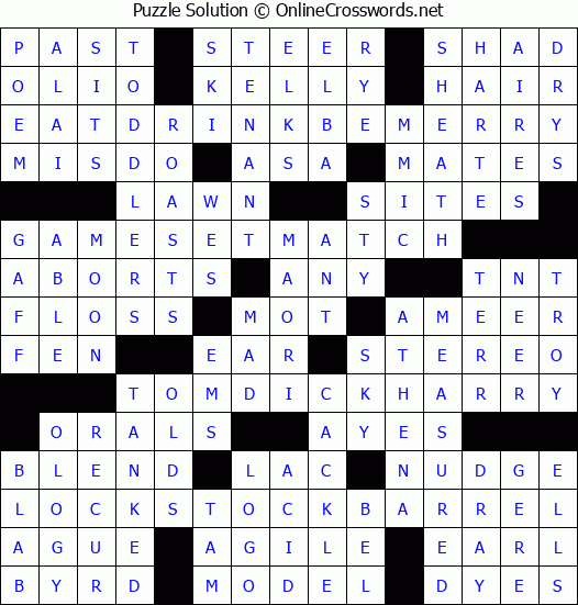 Solution for Crossword Puzzle 6724