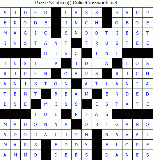 Solution for Crossword Puzzle #67308