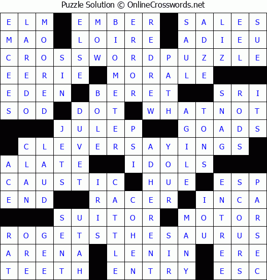 Solution for Crossword Puzzle #6735