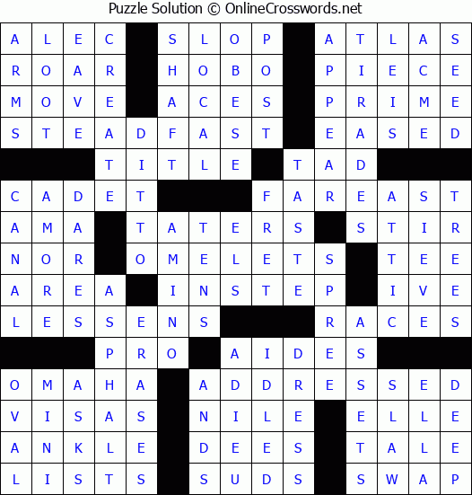Solution for Crossword Puzzle #67356