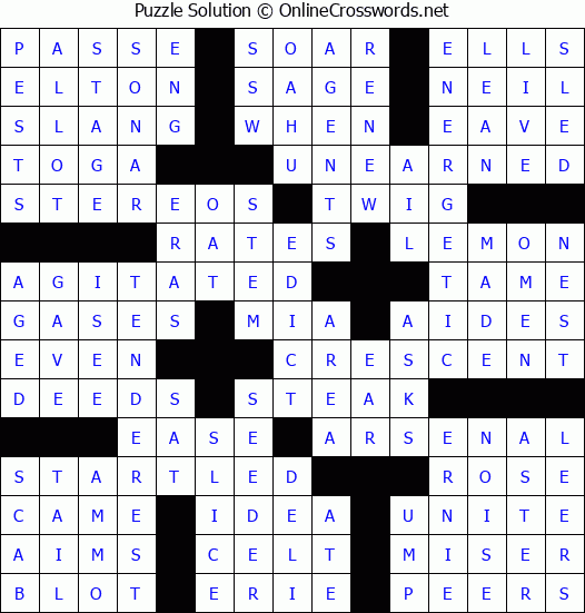 Solution for Crossword Puzzle #67407
