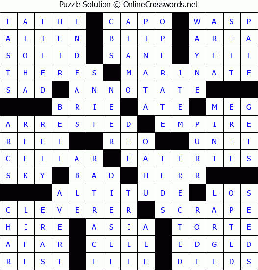 Solution for Crossword Puzzle #67440